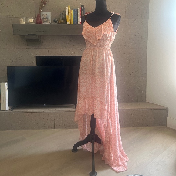 Guess High Low Maxi Dress in pink leopard print - Picture 1 of 8